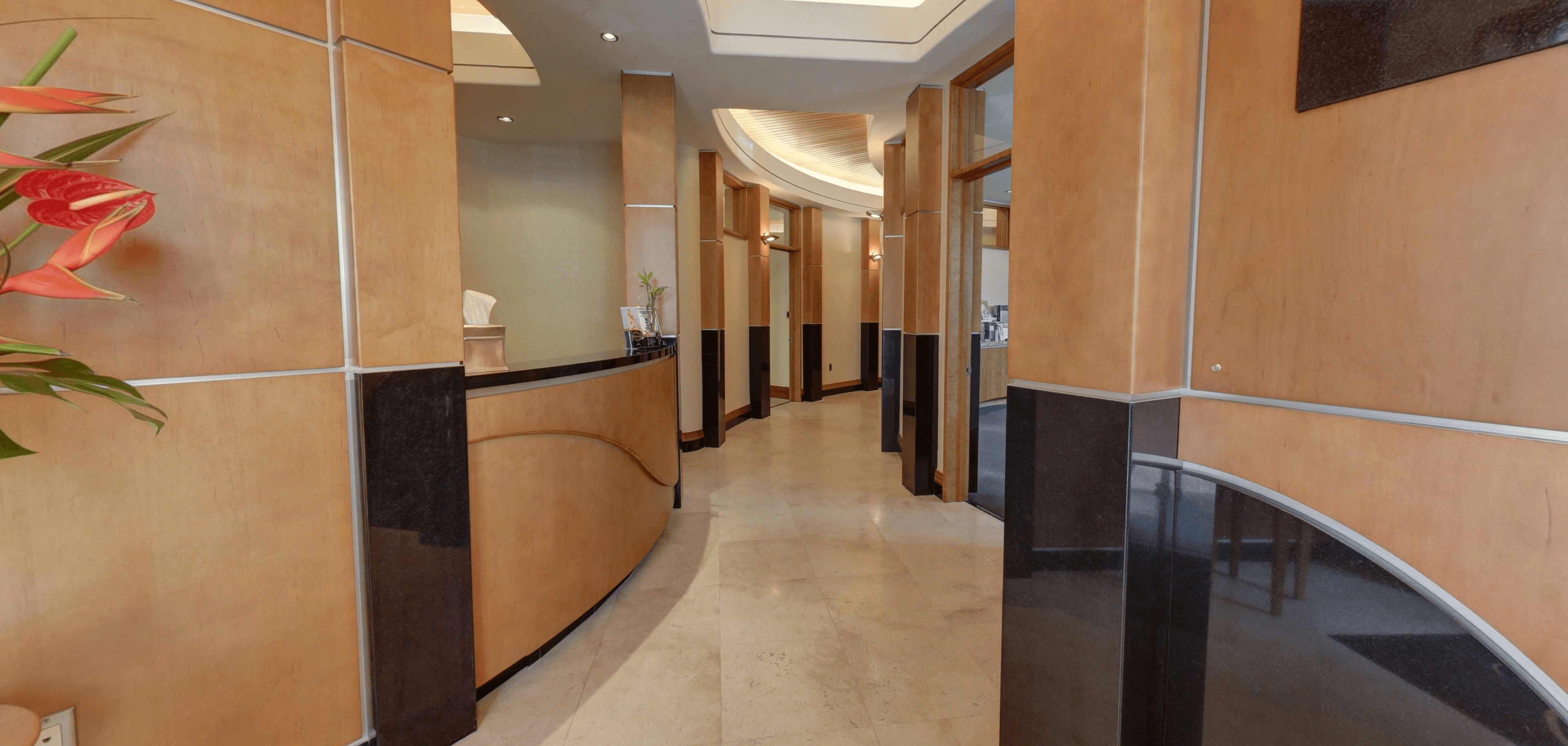 Reception hallway at Weston Center for Plastic Surgery