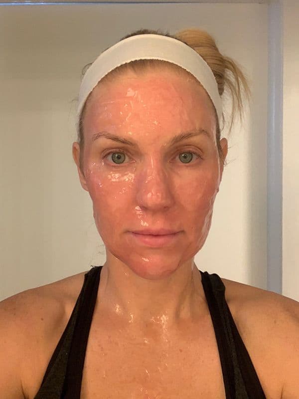 Shannon Ford wearing CO2 Lift Pro mask the evening after her procedure