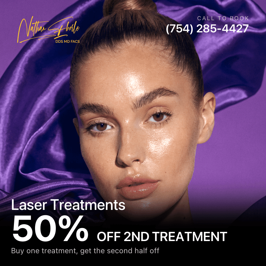 Laser treatment special, buy one treatment and get the second 50% off at Weston Center for Plastic Surgery